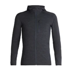 Icebreaker Descender LS Zip Hettegenser (Herre) -Campingutstyr Salg 2024 Icebreaker Descender LS Zip Hood Hettegenser Herre Jet HTHR Black