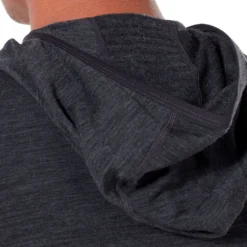 Icebreaker Descender LS Zip Hettegenser (Herre) -Campingutstyr Salg 2024 Icebreaker Descender LS Zip Hood Hettegenser modell hette detalj