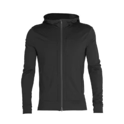 Icebreaker Quantum III LS Zip Hood Herre -Campingutstyr Salg 2024 Icebreaker Quantum III Zip Hood Herre Black