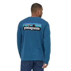 Patagonia L/S P-6 Logo Responsibili-Tee Longsleeve -Campingutstyr Salg 2024 Patagonia LS P6 Logo Responsibili Tee Herre Wavy Blue modell bak